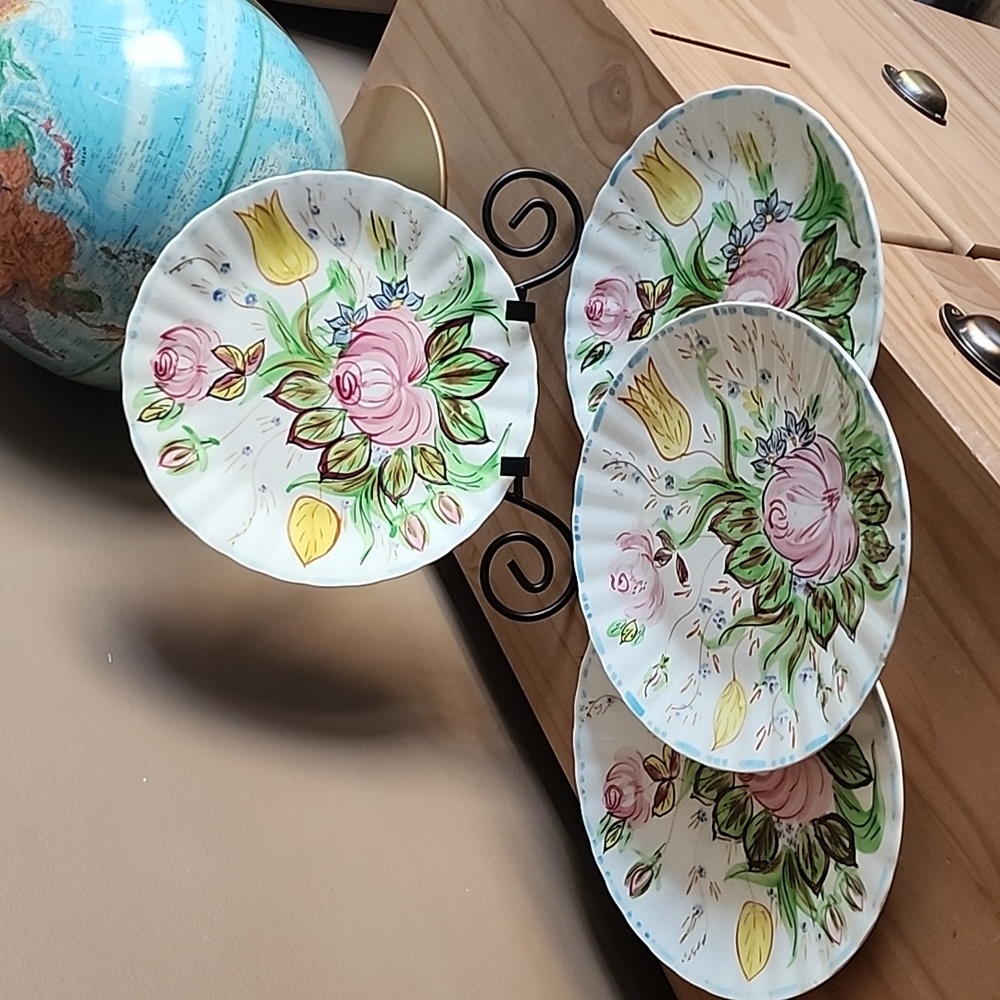 Vintage Blue Ridge Southern Potteries handpainted Nova Rose dinner plates